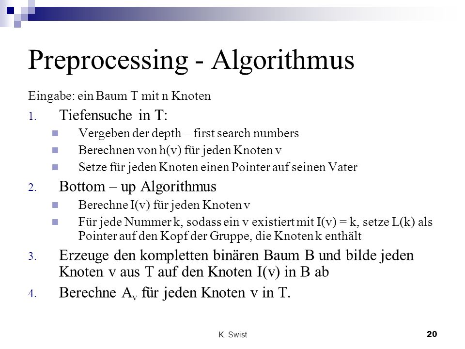 Preprocessing - Algorithmus