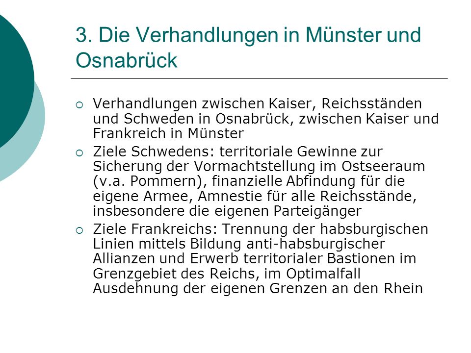 3. Die Verhandlungen in Münster und Osnabrück