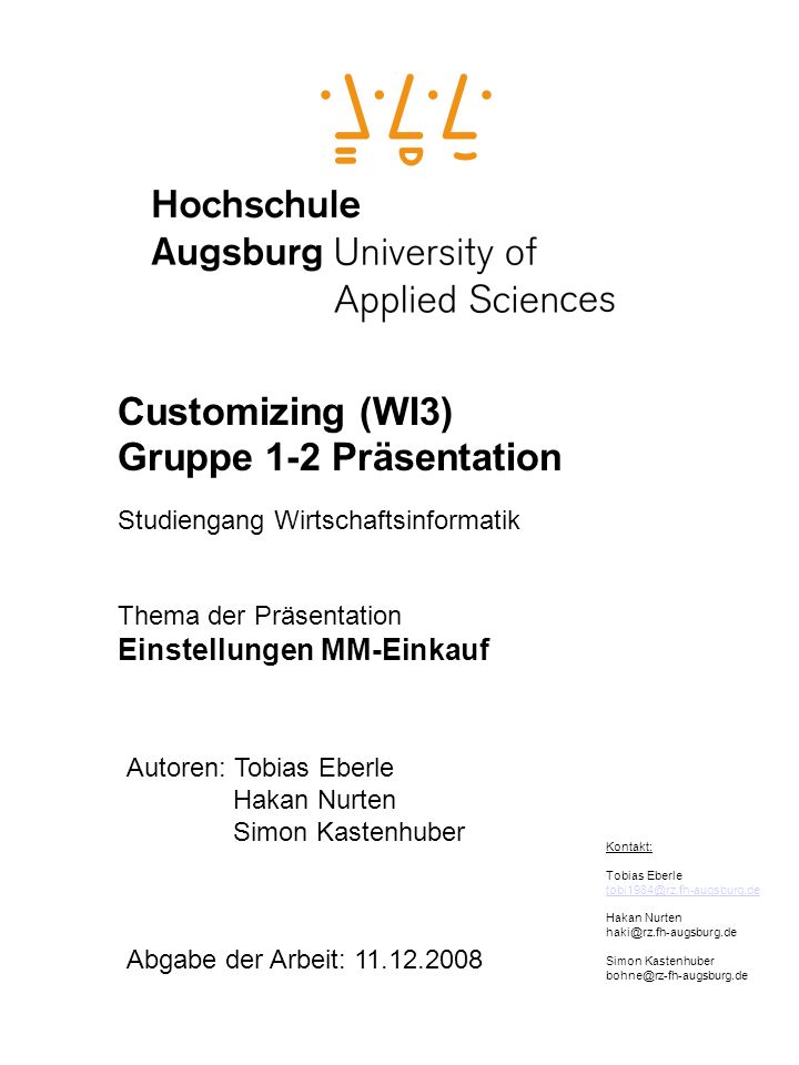 Customizing (WI3) Gruppe 1-2 Präsentation Einstellungen MM-Einkauf