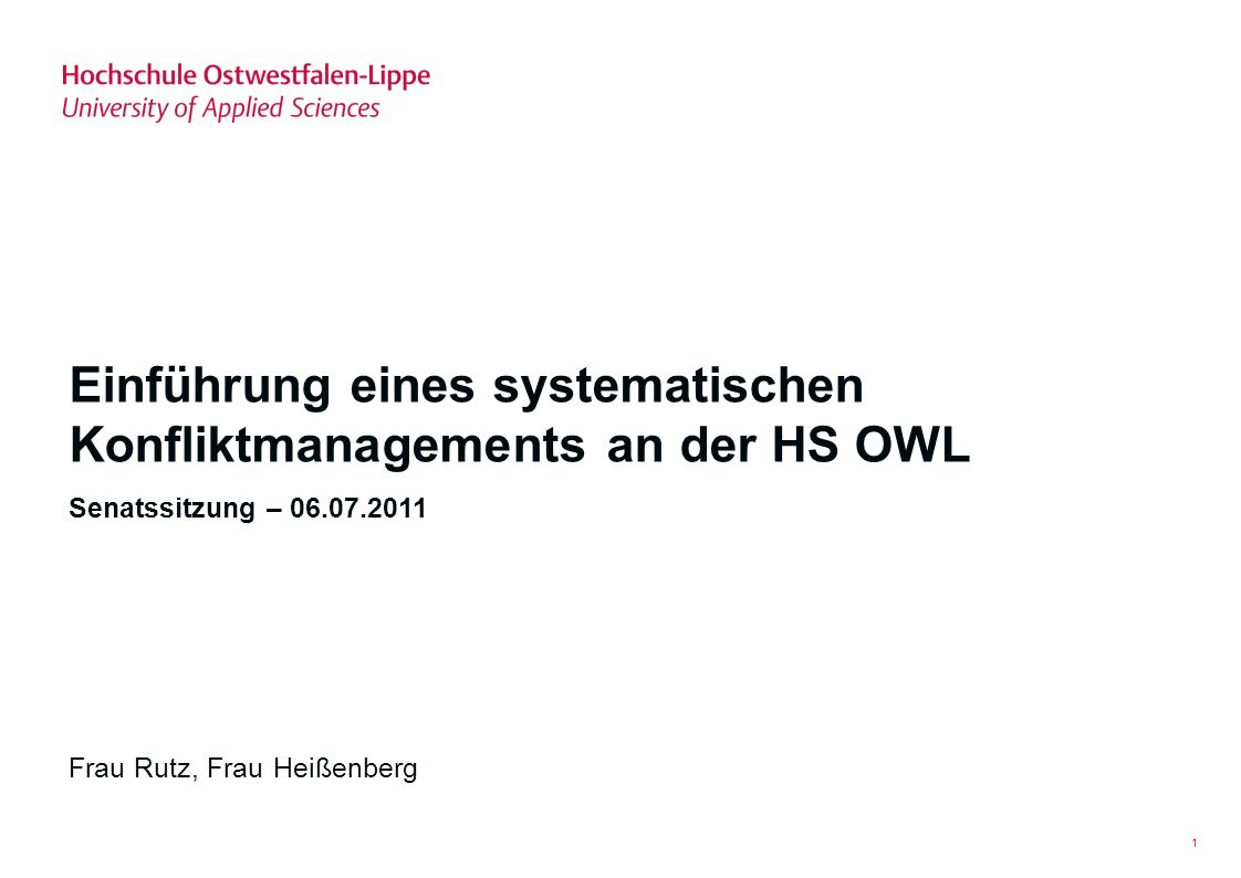 Einführung eines systematischen Konfliktmanagements an der HS OWL