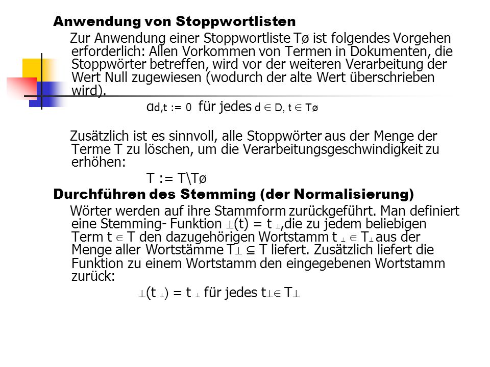 Anwendung von Stoppwortlisten