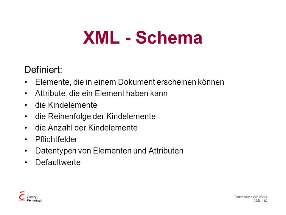 XML - Schema Definiert: