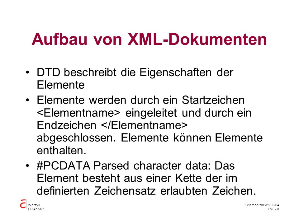 Aufbau von XML-Dokumenten