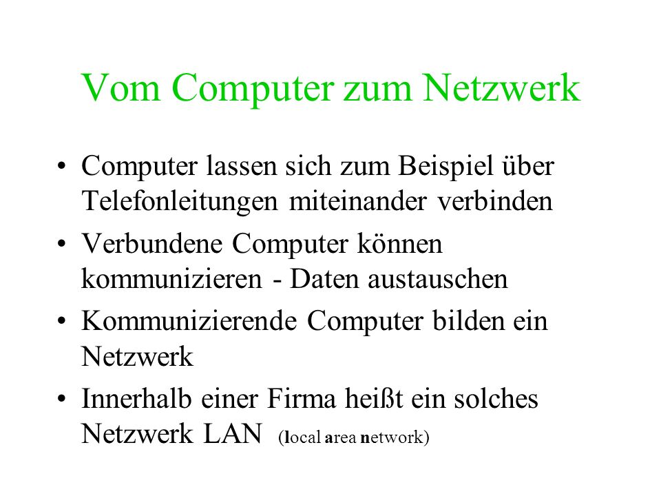 Vom Computer zum Netzwerk