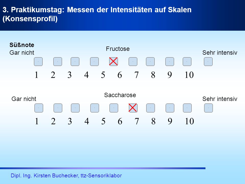 3. Praktikumstag: Messen der Intensitäten auf Skalen (Konsensprofil)