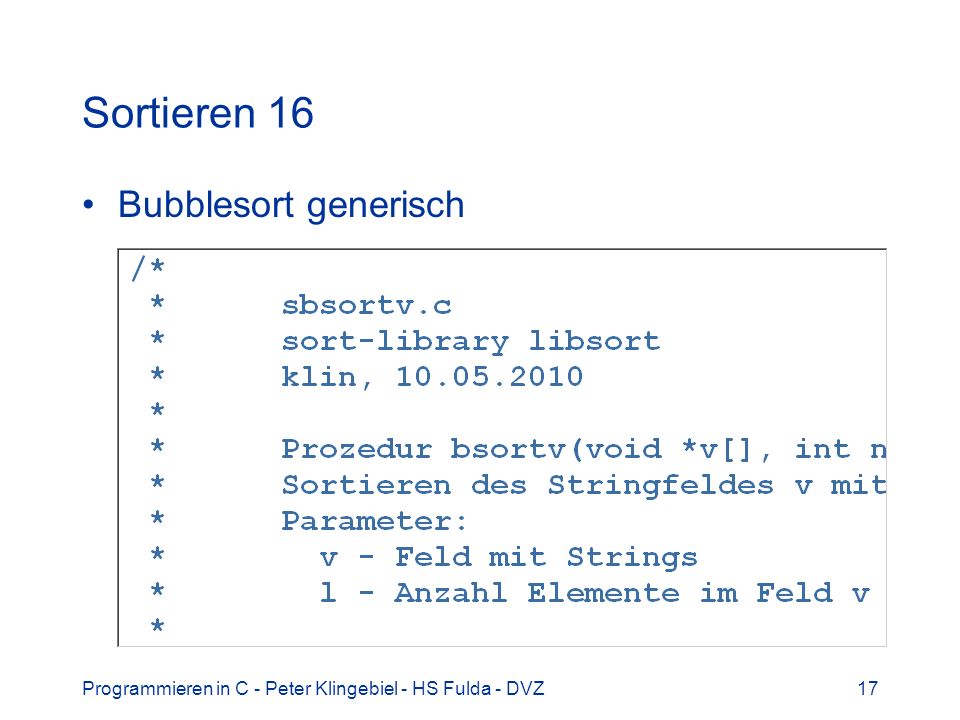Sortieren 16 Bubblesort generisch