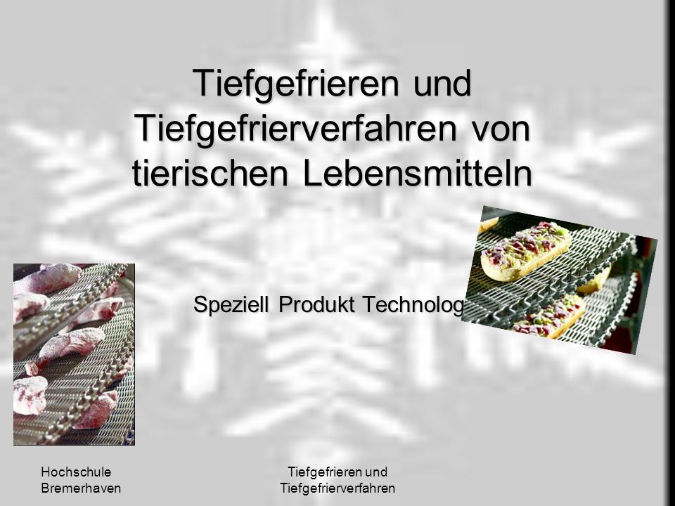 Tiefgefrieren und Tiefgefrierverfahren von tierischen Lebensmitteln