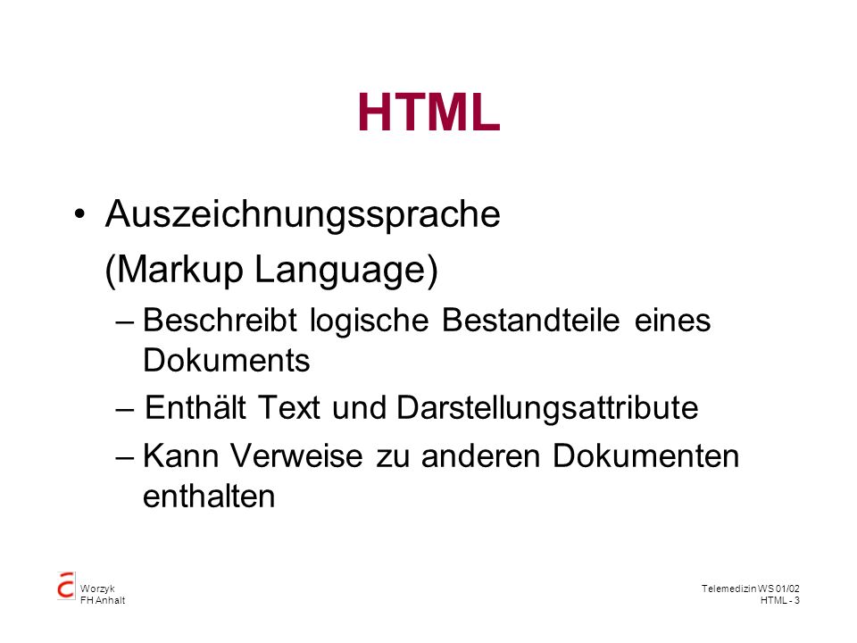 HTML Auszeichnungssprache (Markup Language)