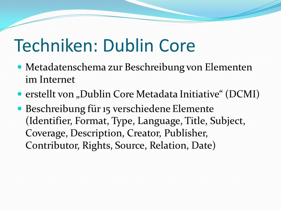 Techniken: Dublin Core