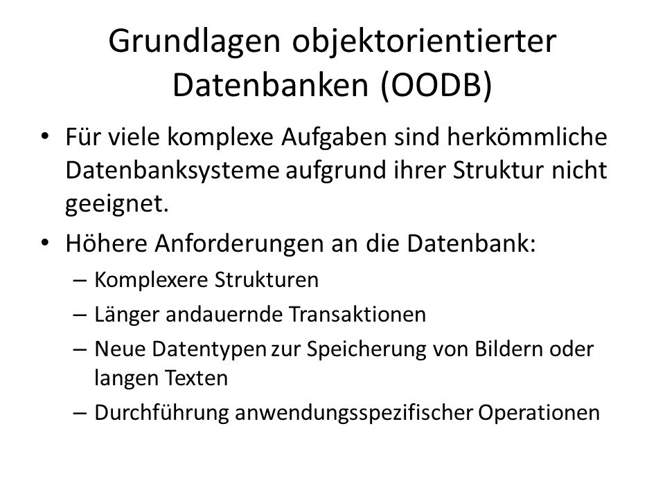Grundlagen objektorientierter Datenbanken (OODB)