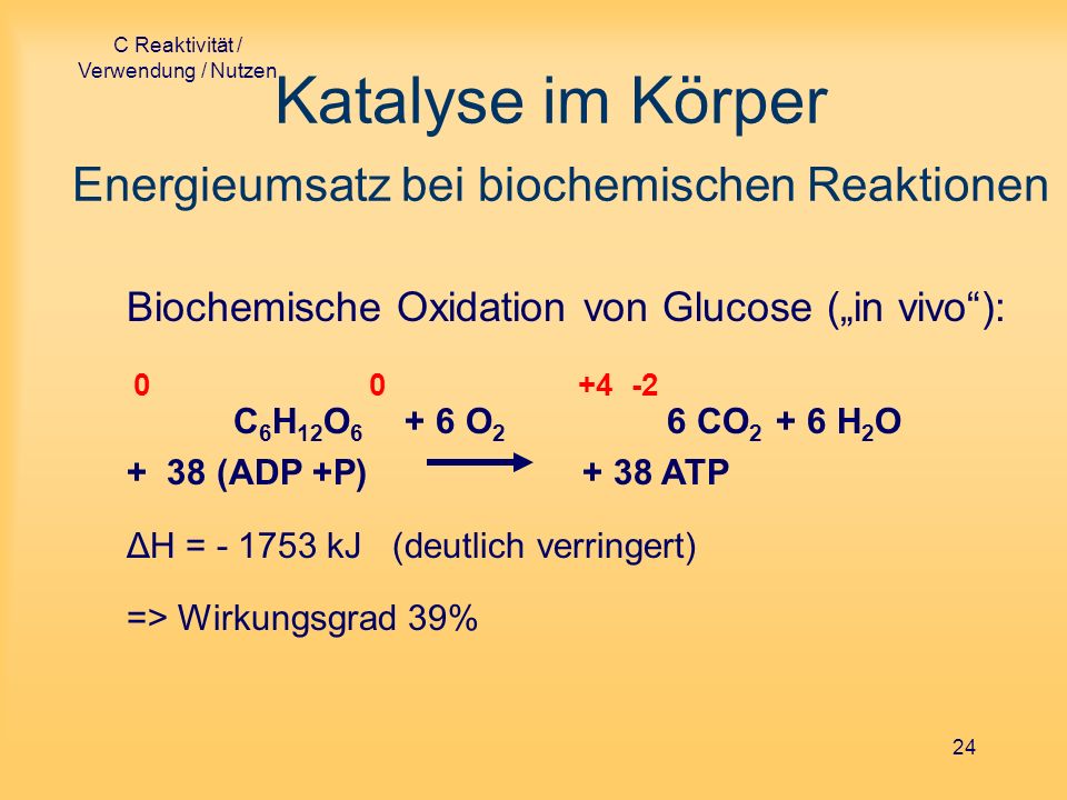 Katalyse im Körper Energieumsatz bei biochemischen Reaktionen