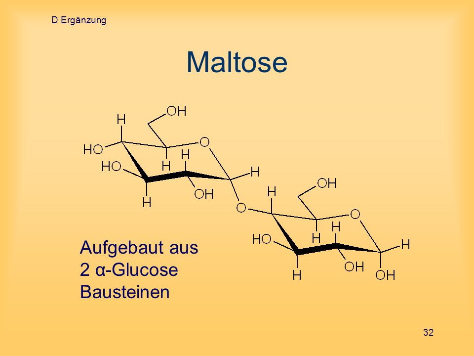 D Ergänzung Maltose Aufgebaut aus 2 α-Glucose Bausteinen