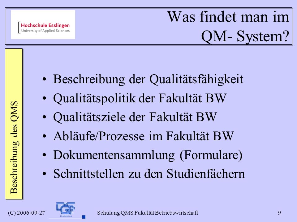 Was findet man im QM- System