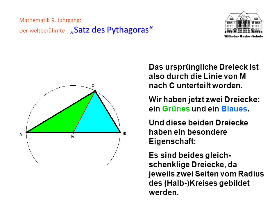 Mathematik 9. Jahrgang: Der weltberühmte „Satz des Pythagoras