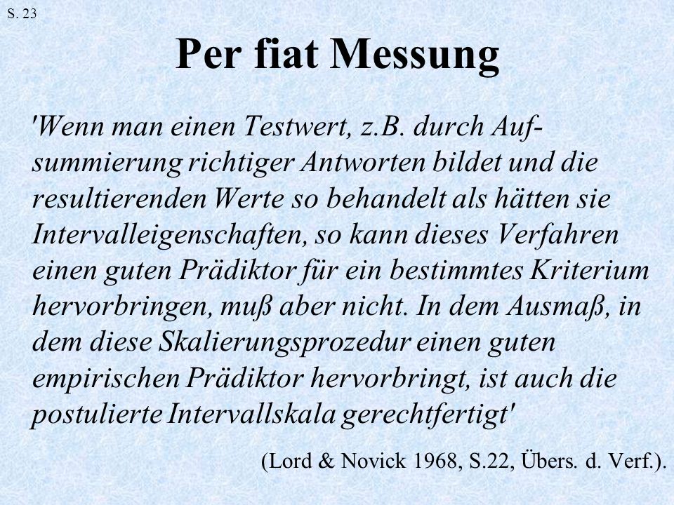 S. 23 Per fiat Messung.