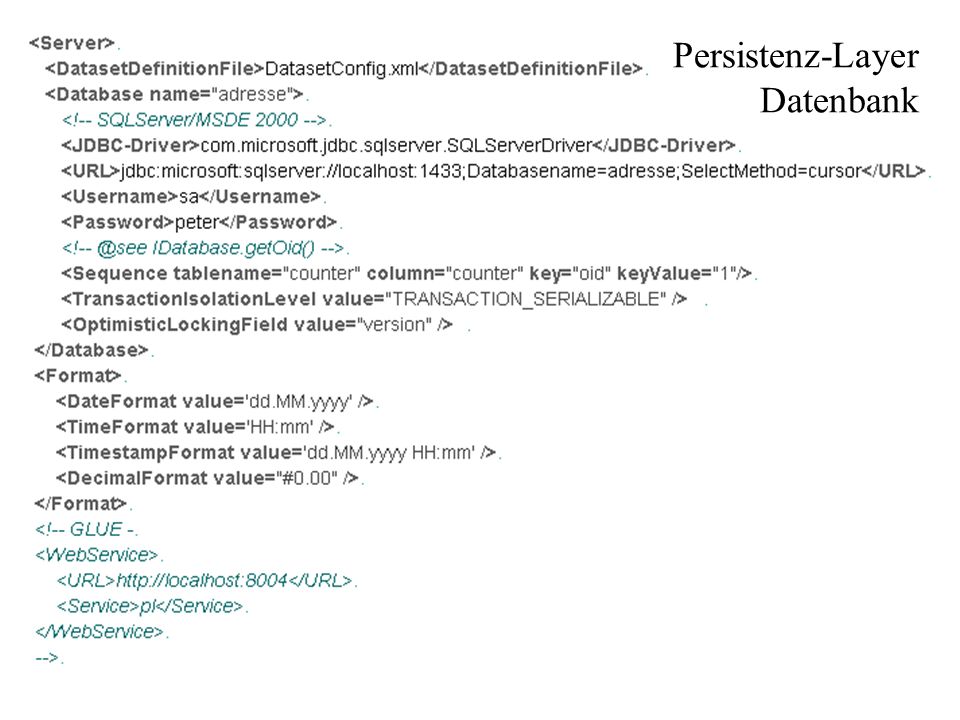 Persistenz-Layer Datenbank