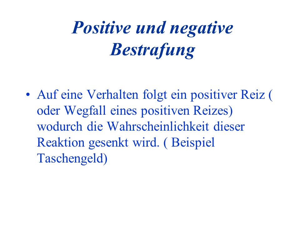 Positive und negative Bestrafung