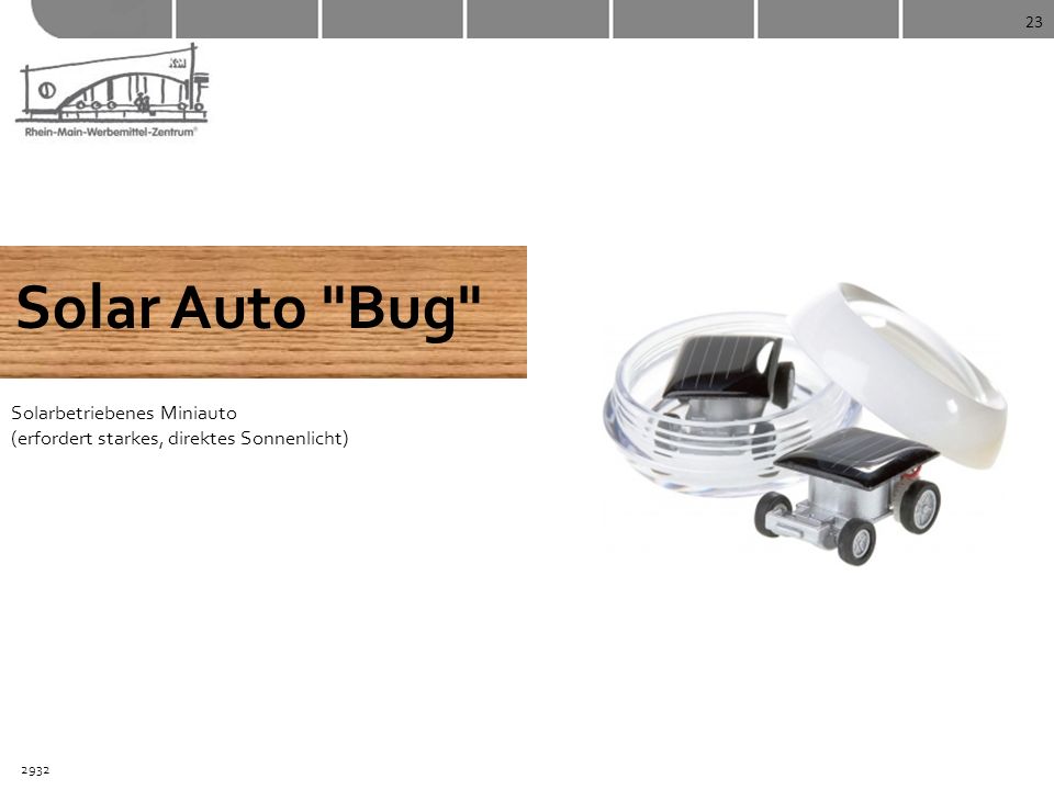 23 Solar Auto Bug Solarbetriebenes Miniauto (erfordert starkes, direktes Sonnenlicht) 2932