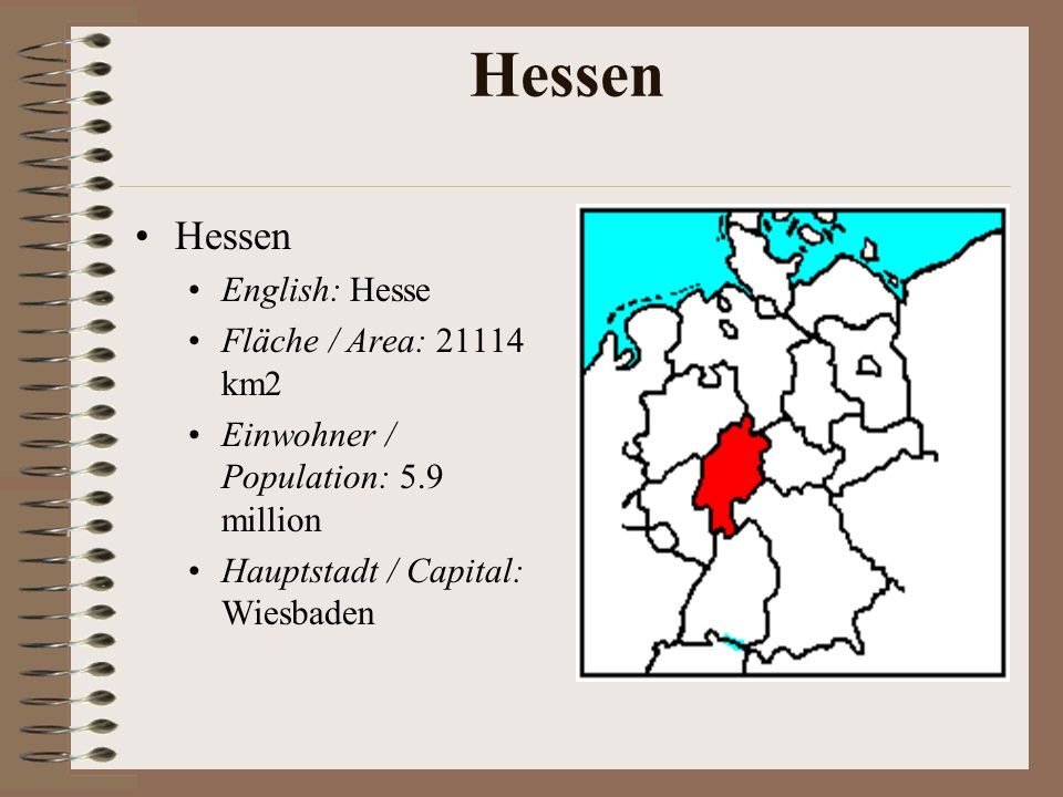 Hessen Hessen English: Hesse Fläche / Area: km2