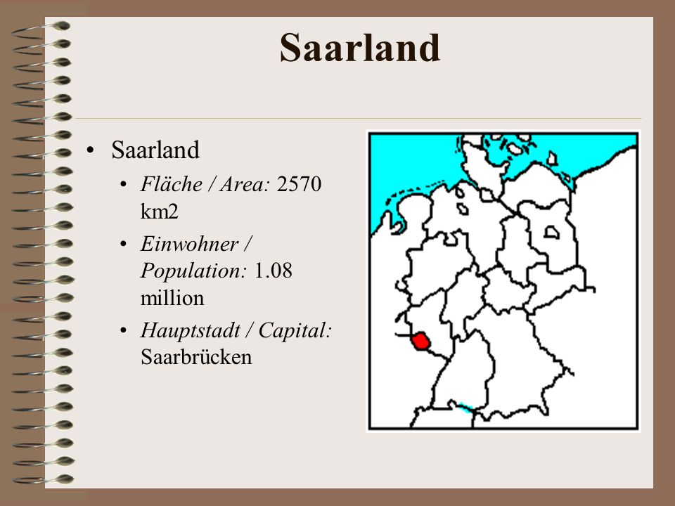 Saarland Saarland Fläche / Area: 2570 km2