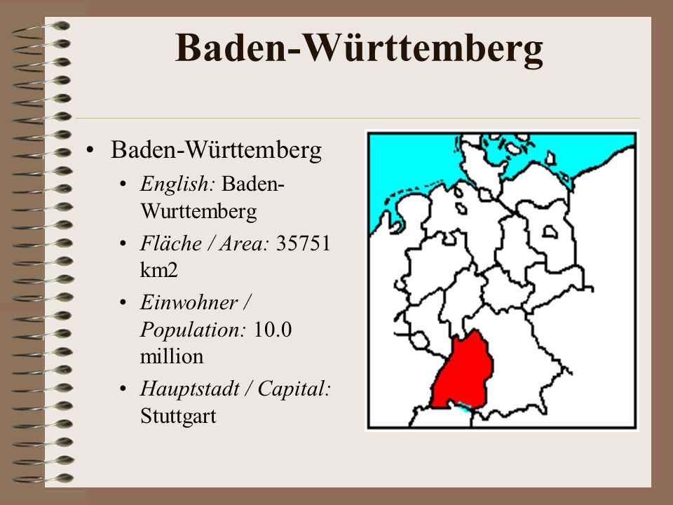 Baden-Württemberg Baden-Württemberg English: Baden-Wurttemberg