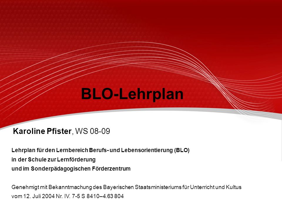 BLO-Lehrplan Karoline Pfister, WS 08-09
