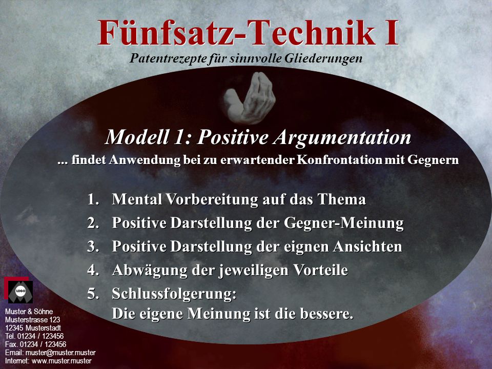 Fünfsatz-Technik I Modell 1: Positive Argumentation