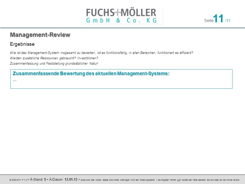 Management-Review Ergebnisse