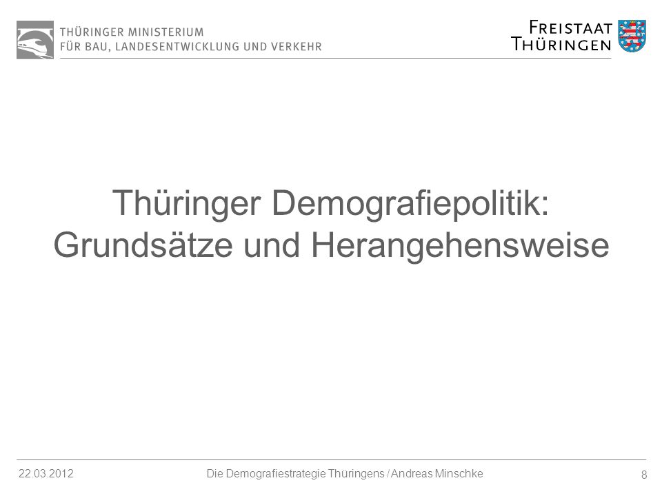 Thüringer Demografiepolitik: Grundsätze und Herangehensweise