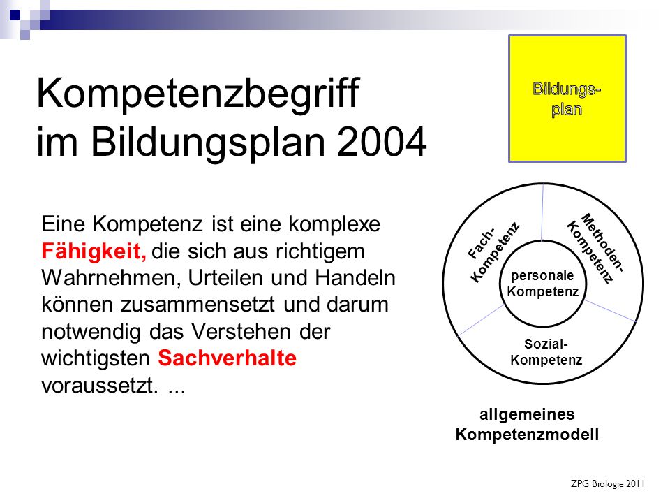 Kompetenzbegriff im Bildungsplan 2004