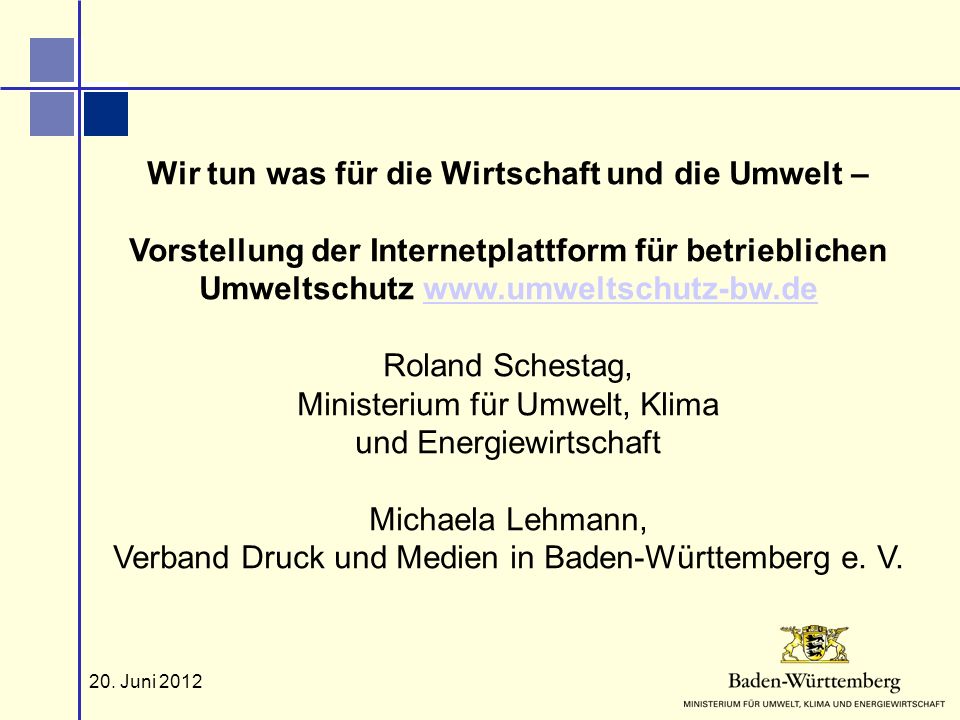 Roland Schestag, Ministerium für Umwelt, Klima und Energiewirtschaft