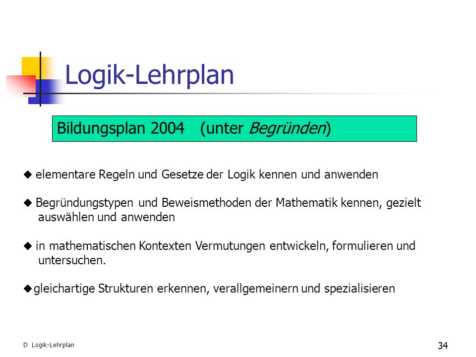Logik-Lehrplan Bildungsplan 2004 (unter Begründen)