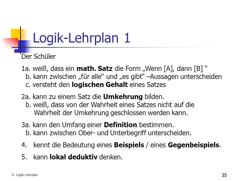 Logik-Lehrplan 1 Der Schüler