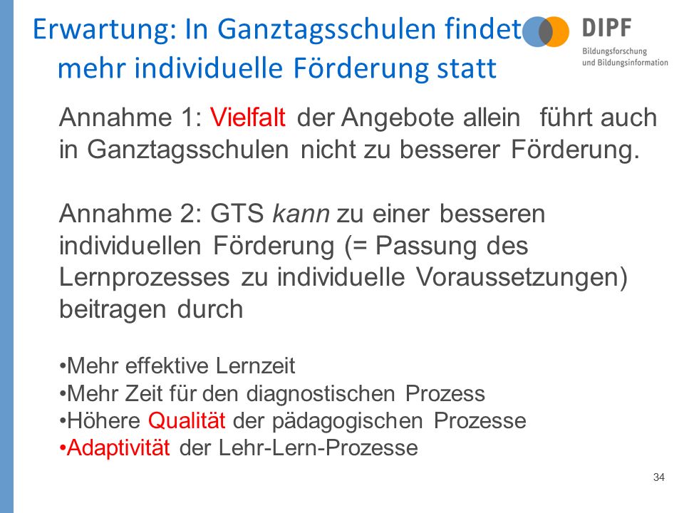 Erwartung: In Ganztagsschulen findet mehr individuelle Förderung statt