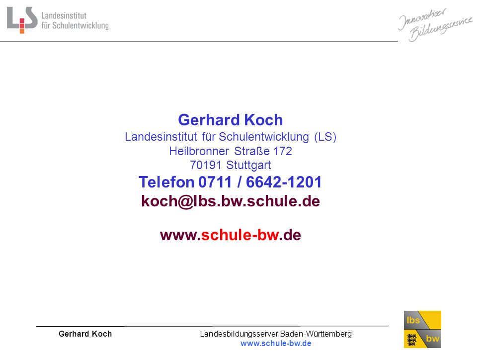 Gerhard Koch Telefon 0711 /