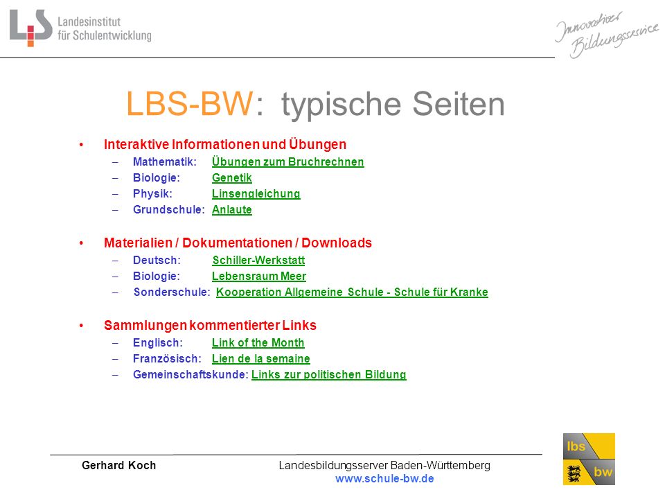 LBS-BW: typische Seiten