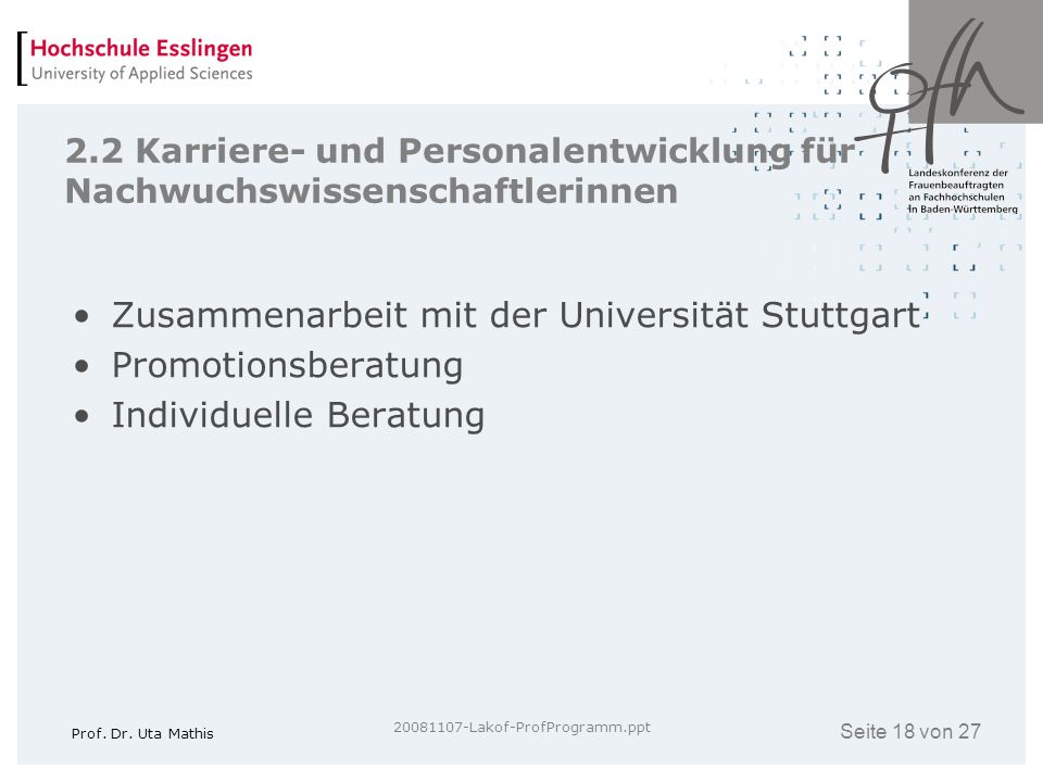 Zusammenarbeit mit der Universität Stuttgart Promotionsberatung