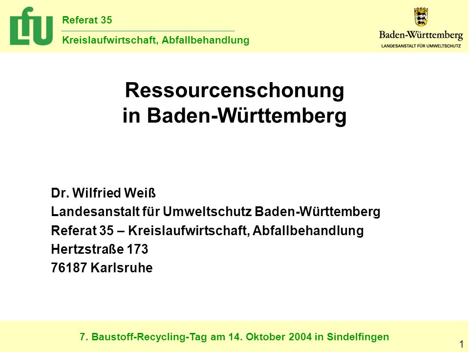 Ressourcenschonung in Baden-Württemberg