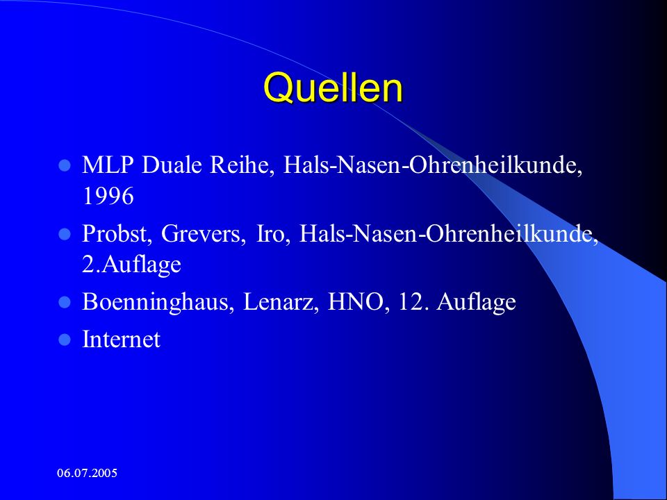 Quellen MLP Duale Reihe, Hals-Nasen-Ohrenheilkunde, 1996