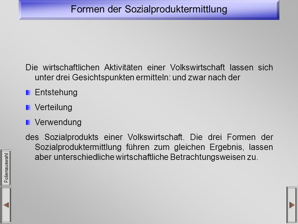 Formen der Sozialproduktermittlung