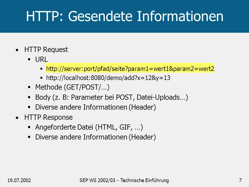 HTTP: Gesendete Informationen