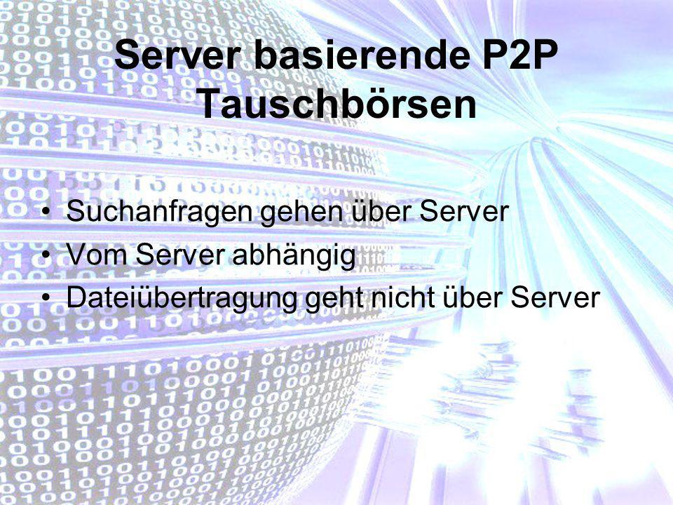 Server basierende P2P Tauschbörsen