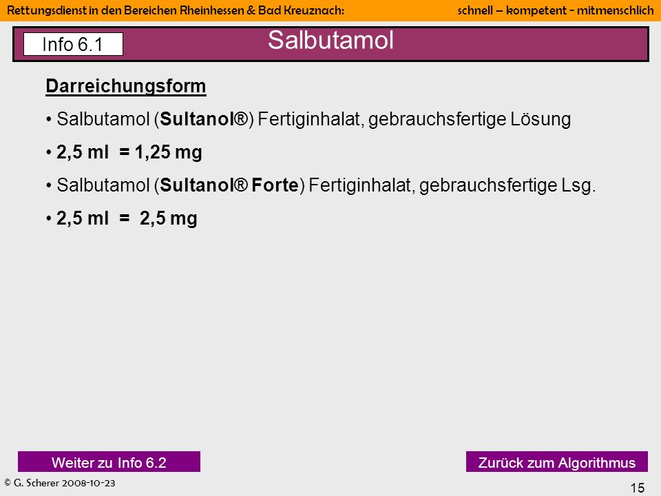 Salbutamol Info 6.1 Darreichungsform