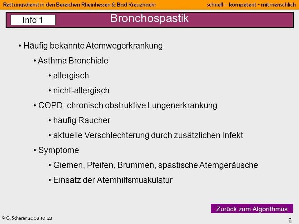 Bronchospastik Info 1 Häufig bekannte Atemwegerkrankung