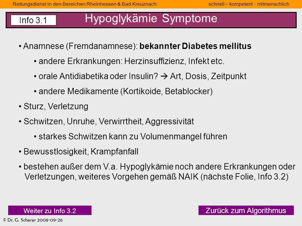 Hypoglykämie Symptome