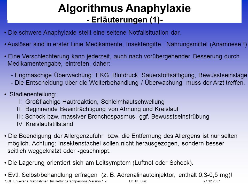 Algorithmus Anaphylaxie