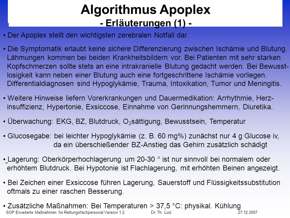 Algorithmus Apoplex - Erläuterungen (1) -