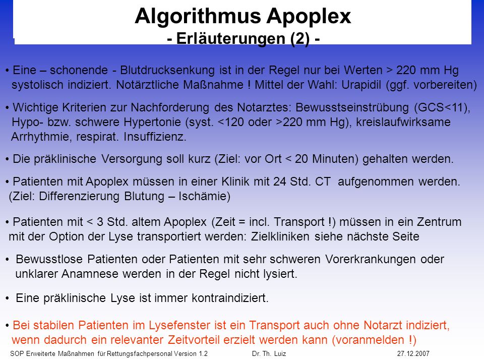 Algorithmus Apoplex - Erläuterungen (2) -