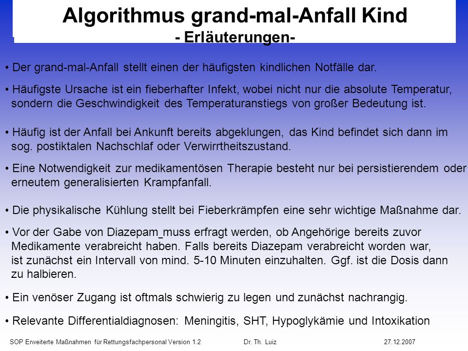 Algorithmus grand-mal-Anfall Kind