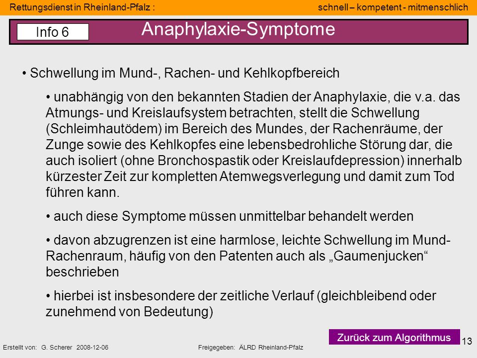 Anaphylaxie-Symptome